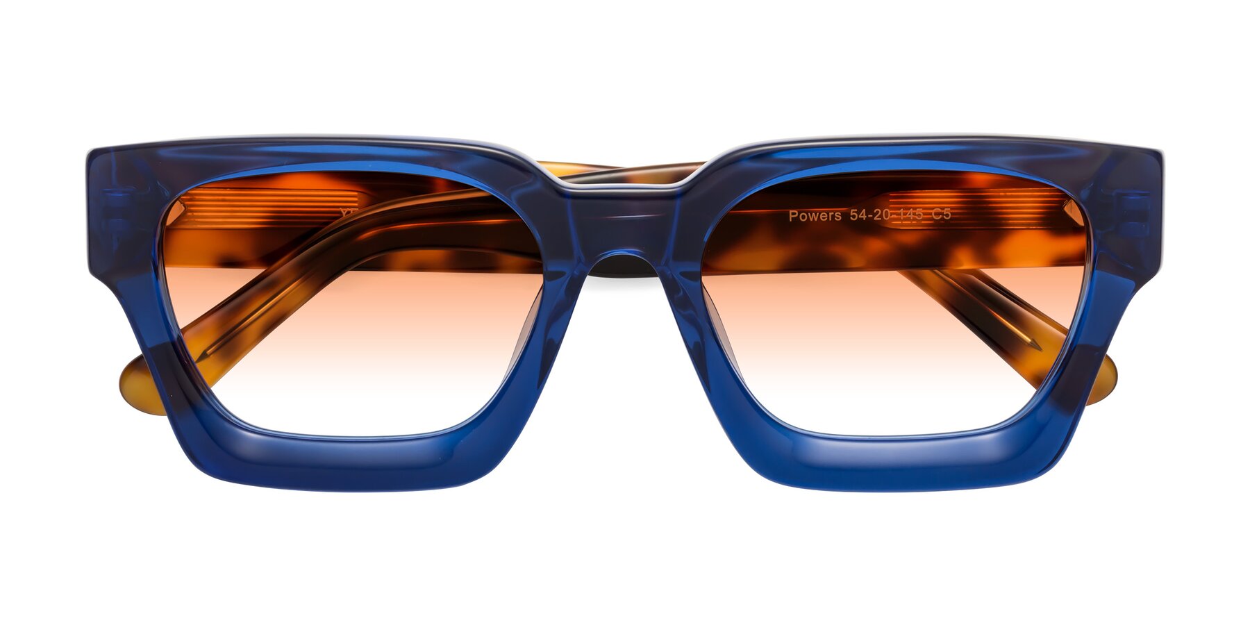 Folded Front of Powers in Blue-Tortoise with Orange Gradient Lenses