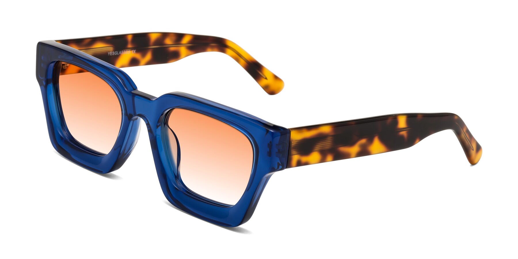 Angle of Powers in Blue-Tortoise with Orange Gradient Lenses