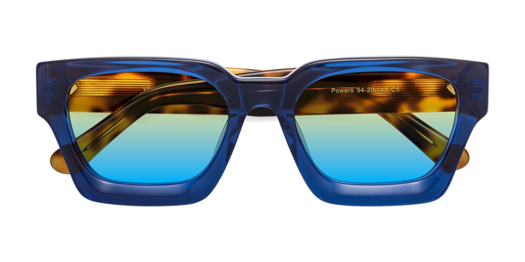 Folded Front of Powers in Blue-Tortoise with Yellow / Blue Gradient Lenses