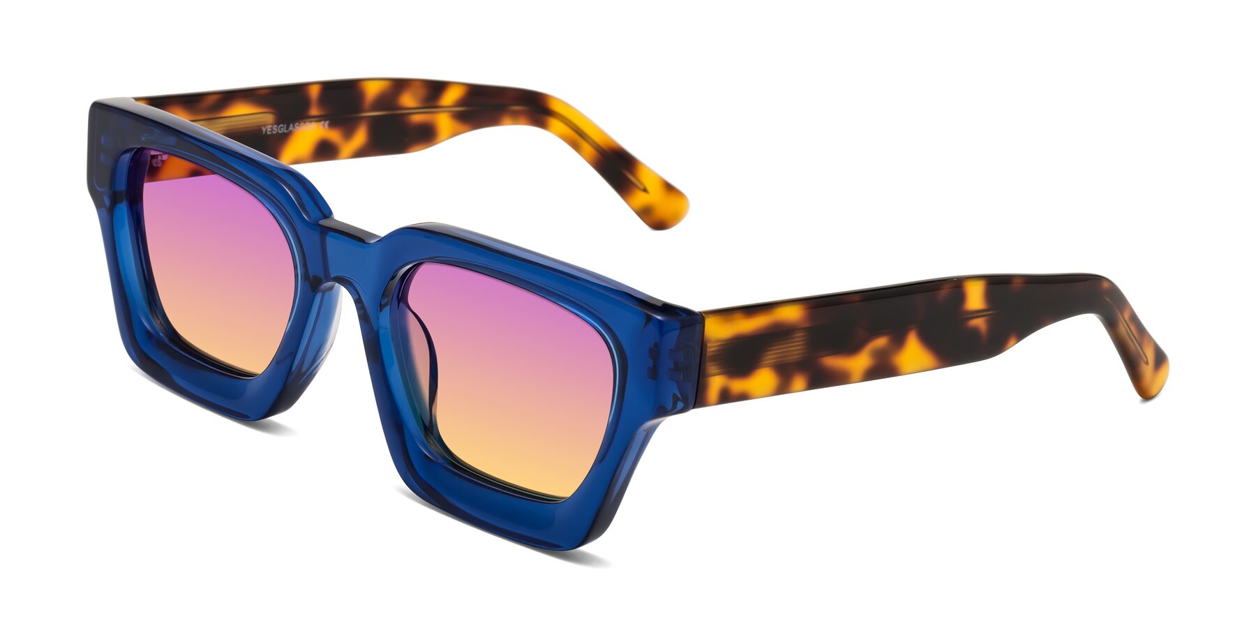 Angle of Powers in Blue-Tortoise with Purple / Yellow Gradient Lenses