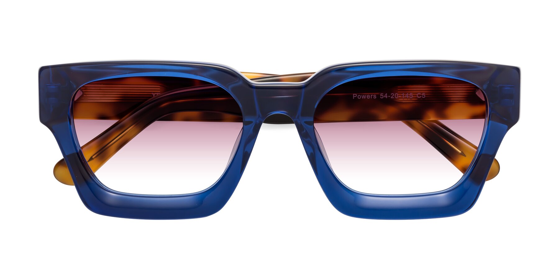 Folded Front of Powers in Blue-Tortoise with Wine Gradient Lenses