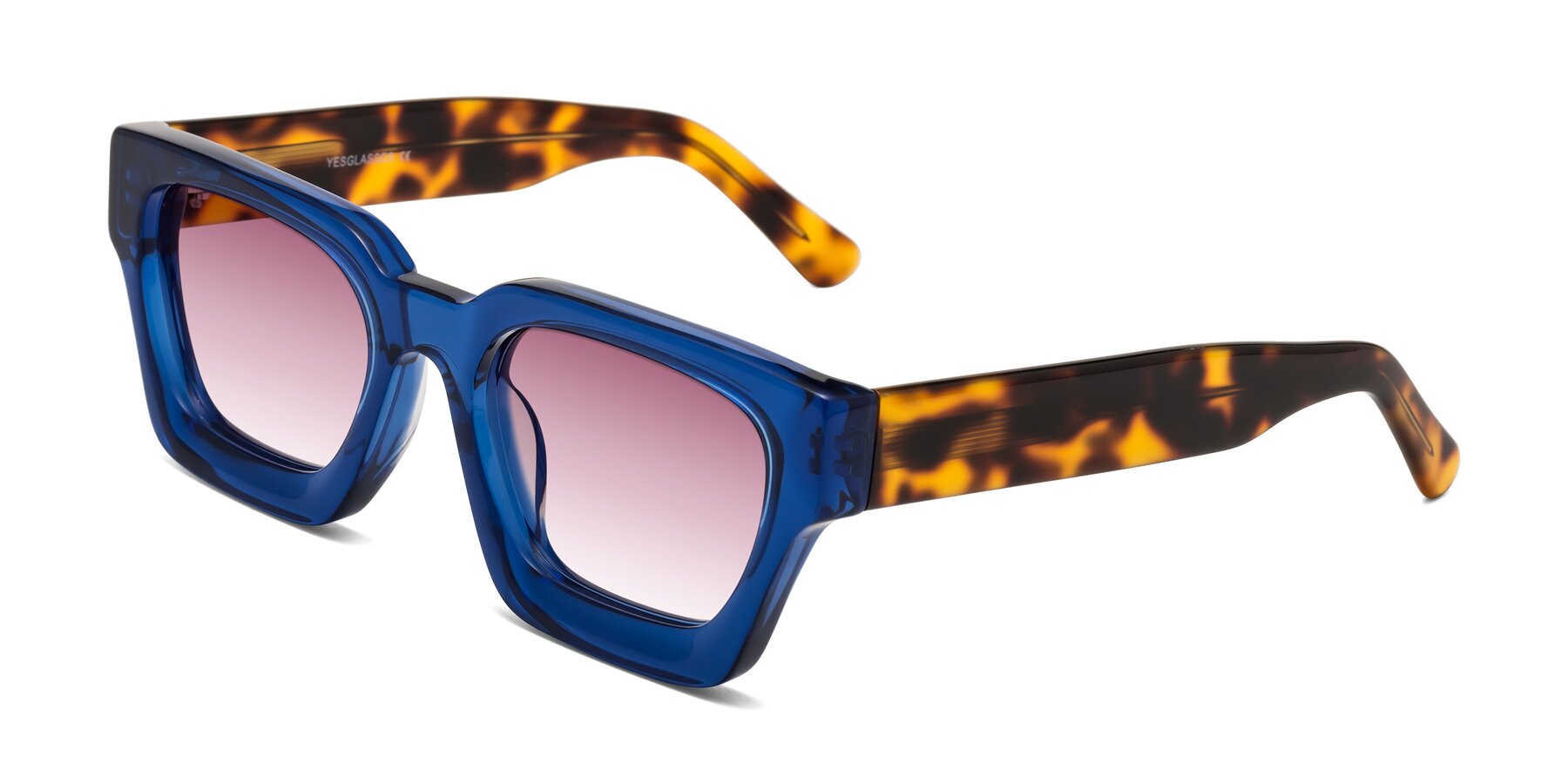 Angle of Powers in Blue-Tortoise with Wine Gradient Lenses