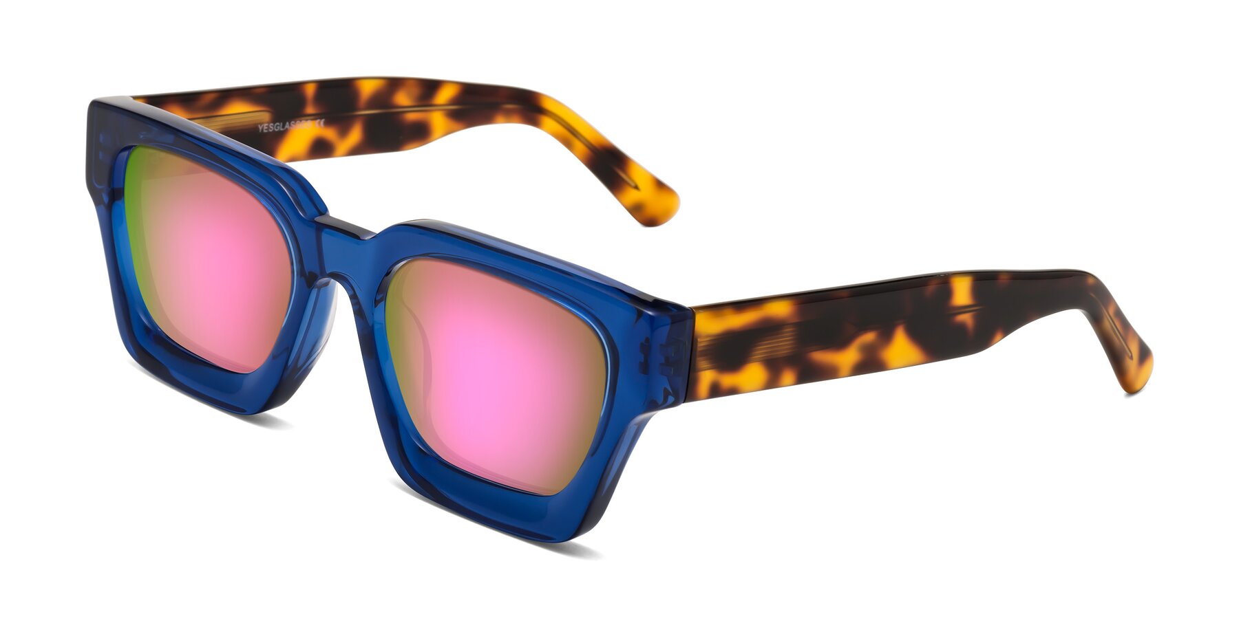 Angle of Powers in Blue-Tortoise with Pink Mirrored Lenses