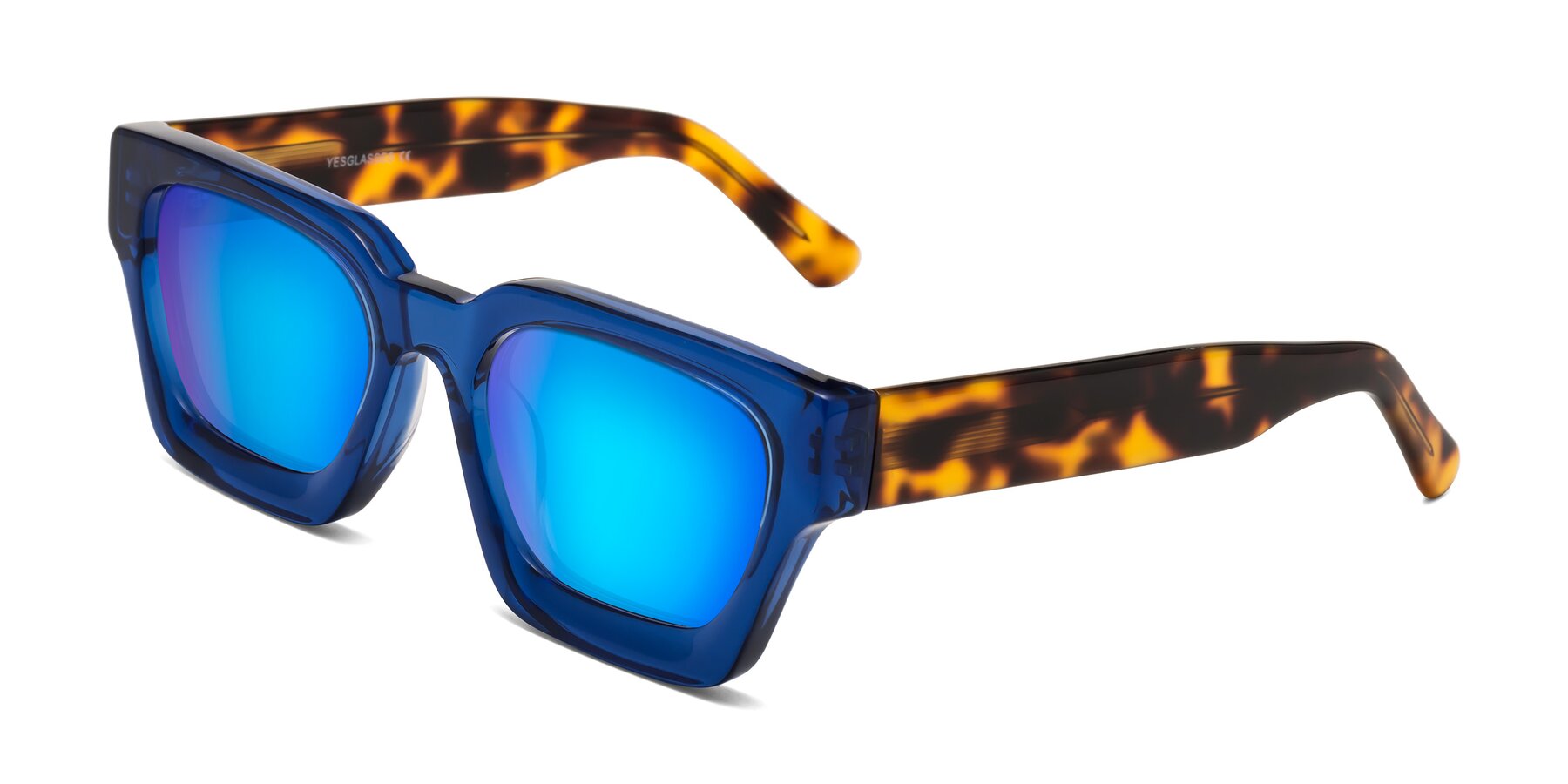Angle of Powers in Blue-Tortoise with Blue Mirrored Lenses