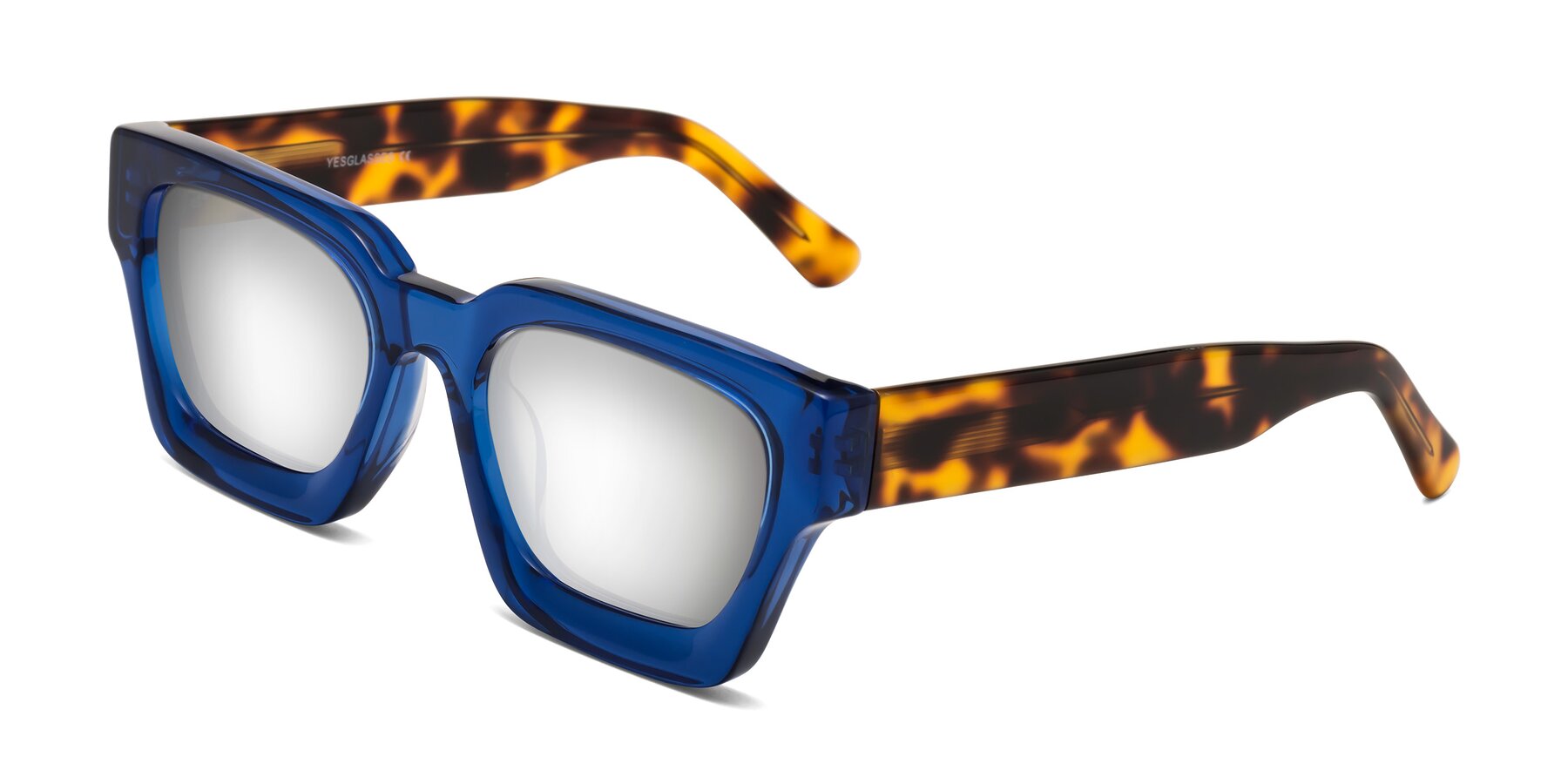 Angle of Powers in Blue-Tortoise with Silver Mirrored Lenses