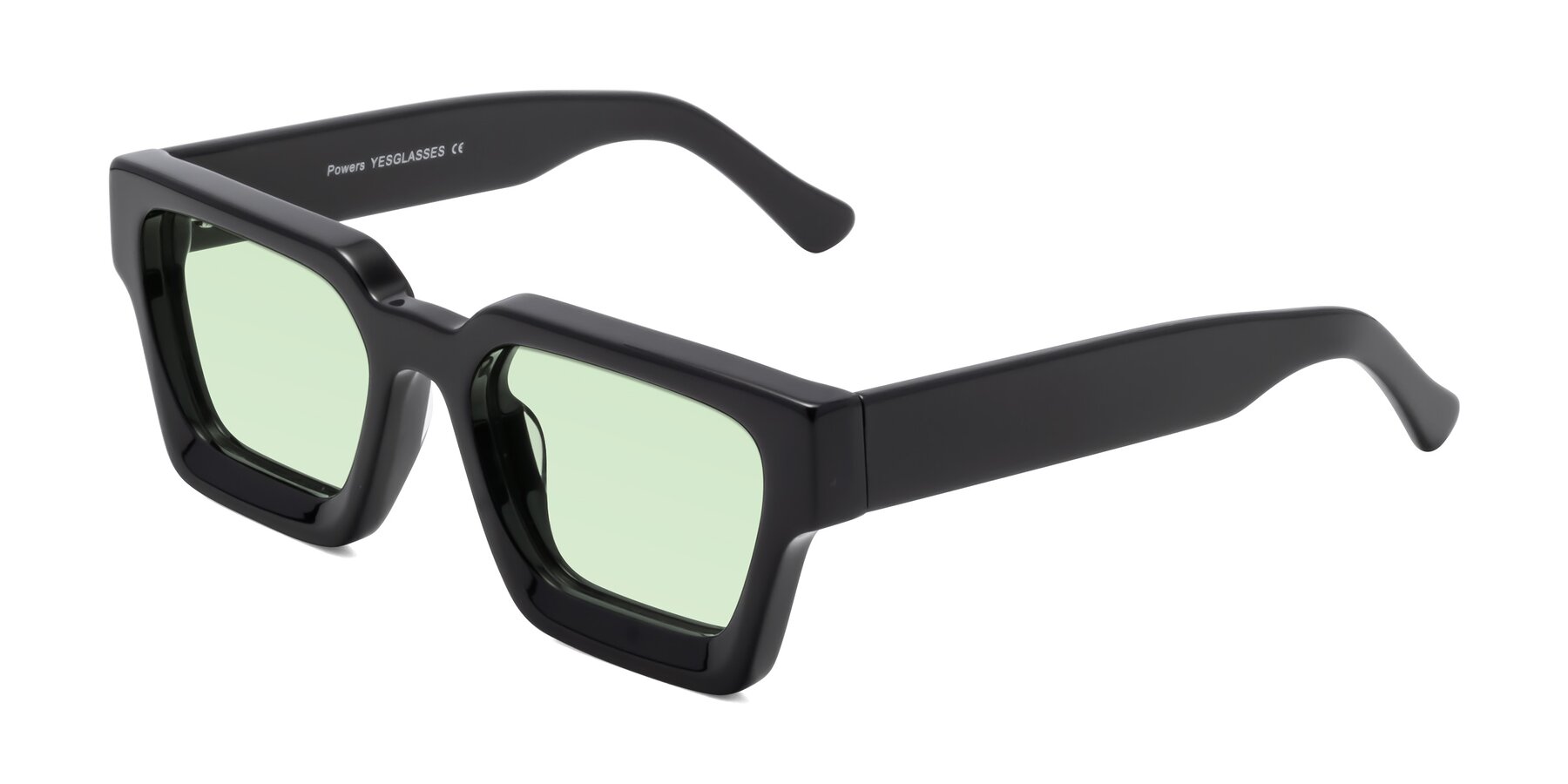 Angle of Powers in Black with Light Green Tinted Lenses
