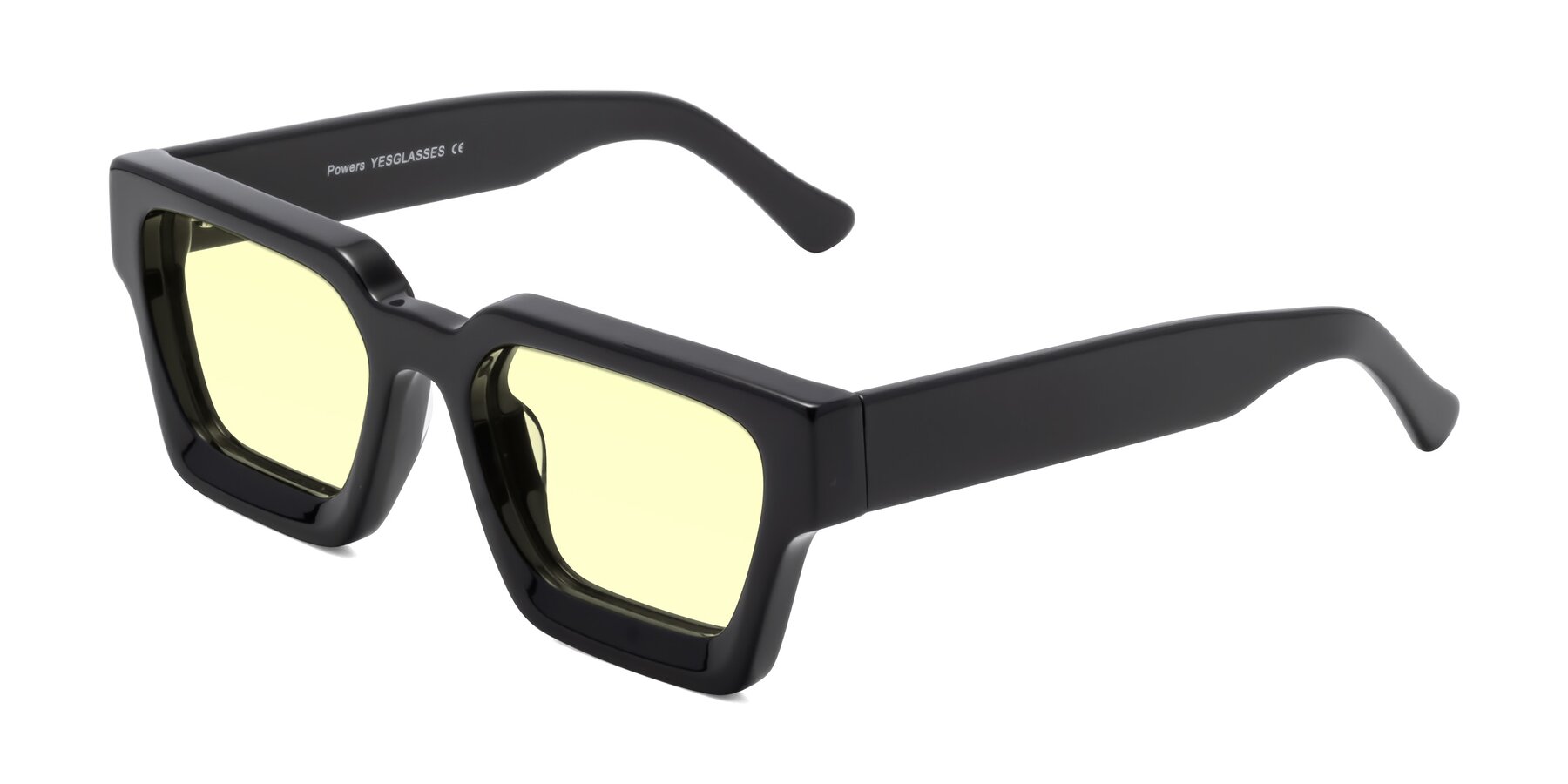 Angle of Powers in Black with Light Yellow Tinted Lenses