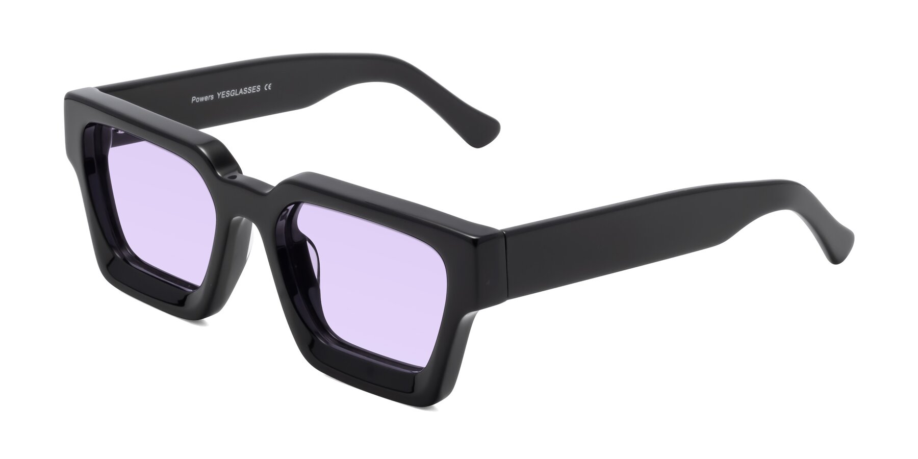 Angle of Powers in Black with Light Purple Tinted Lenses