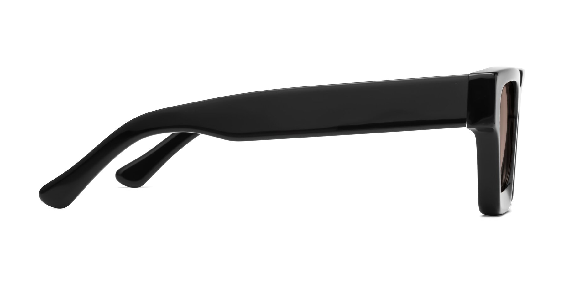 Side of Powers in Black with Medium Brown Tinted Lenses