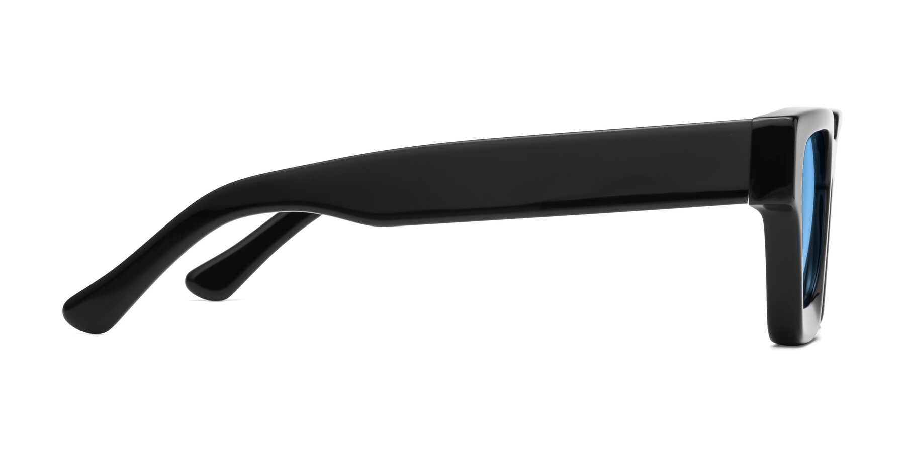 Side of Powers in Black with Medium Blue Tinted Lenses