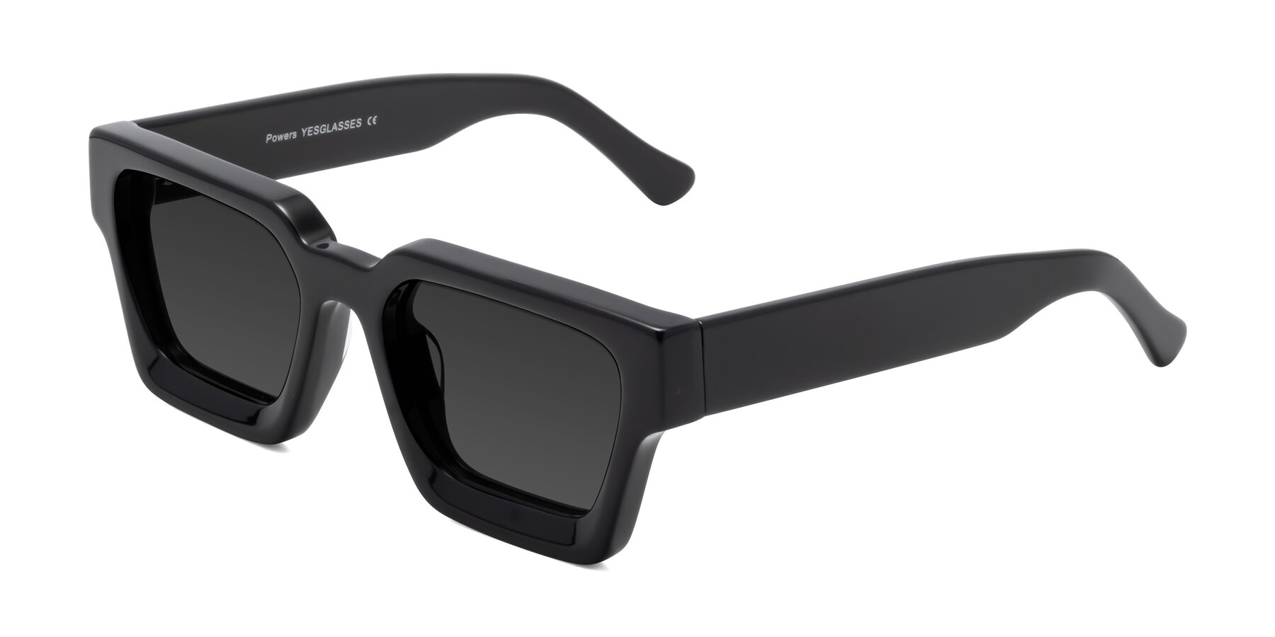 Angle of Powers in Black with Gray Tinted Lenses