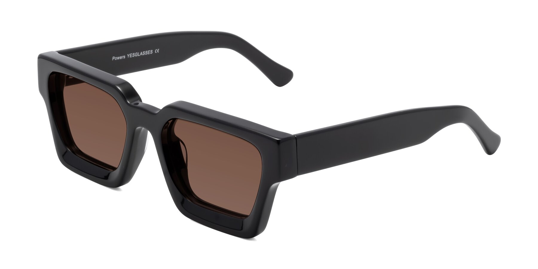 Angle of Powers in Black with Brown Tinted Lenses