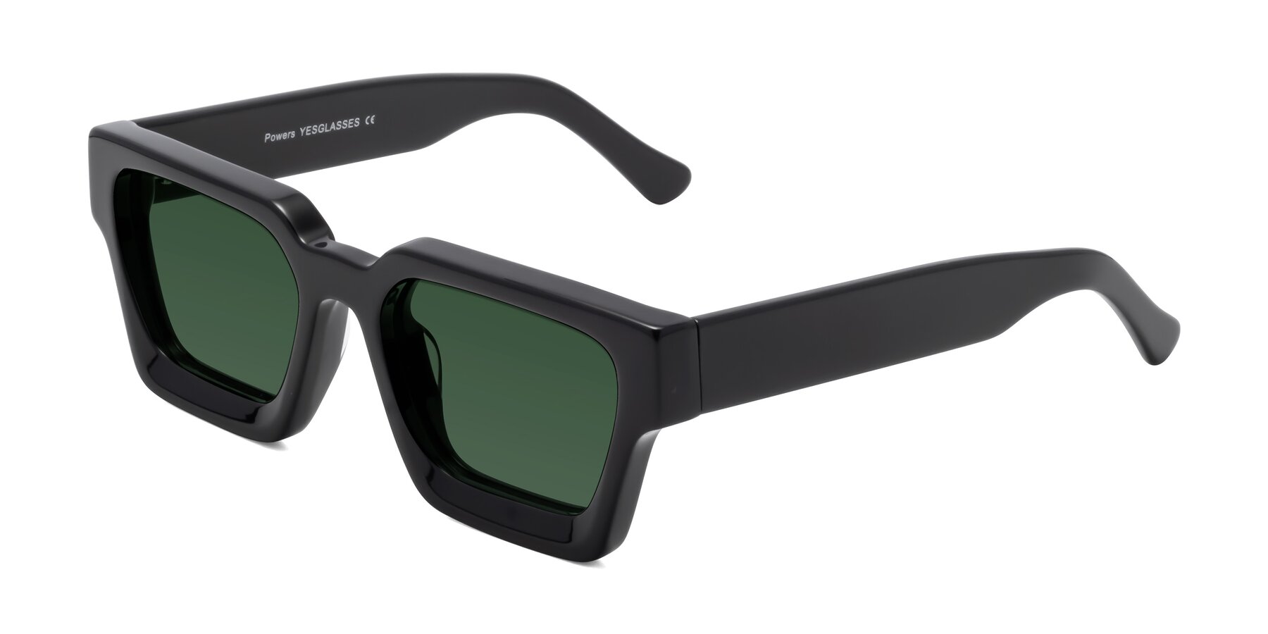 Angle of Powers in Black with Green Tinted Lenses