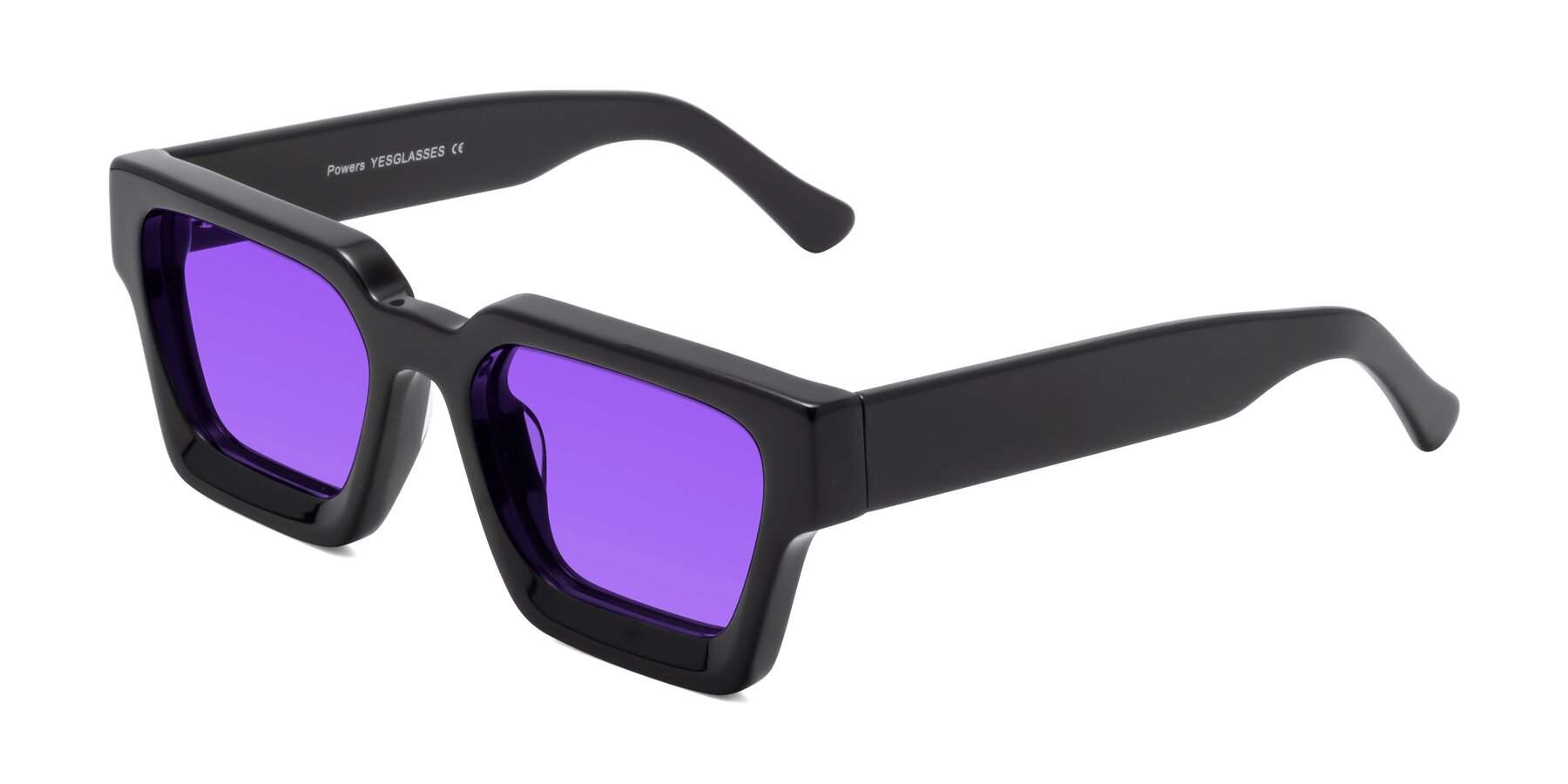 Angle of Powers in Black with Purple Tinted Lenses