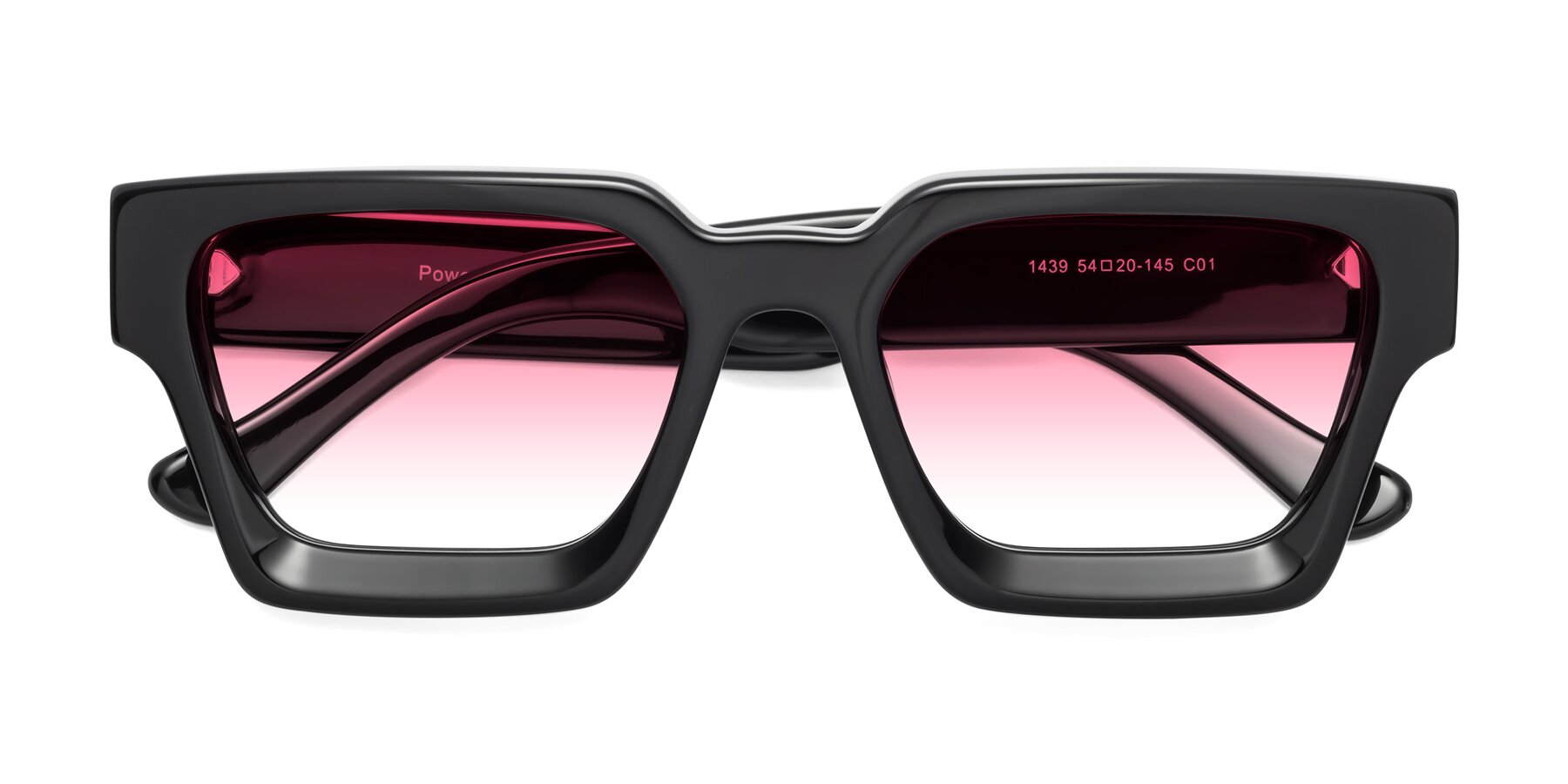 Folded Front of Powers in Black with Pink Gradient Lenses