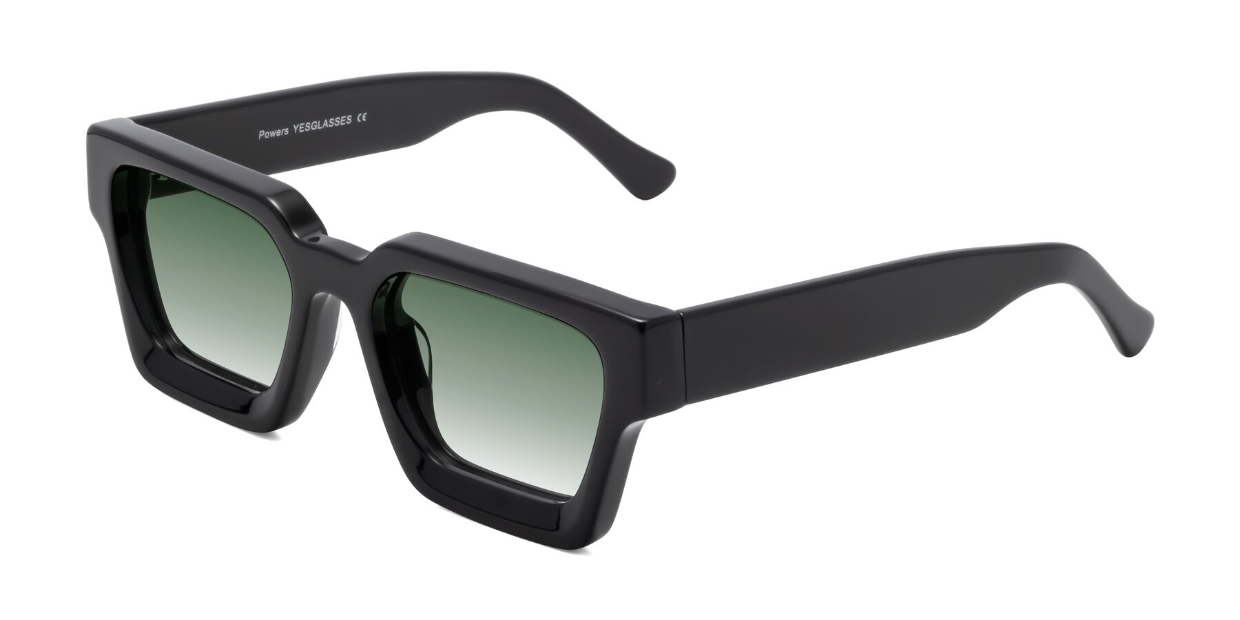 Angle of Powers in Black with Green Gradient Lenses