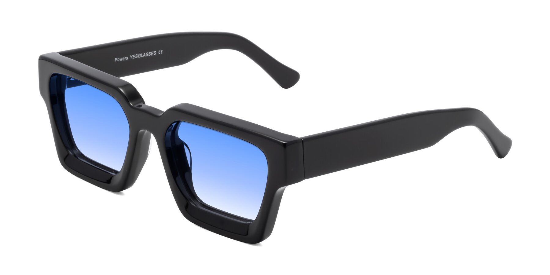 Angle of Powers in Black with Blue Gradient Lenses
