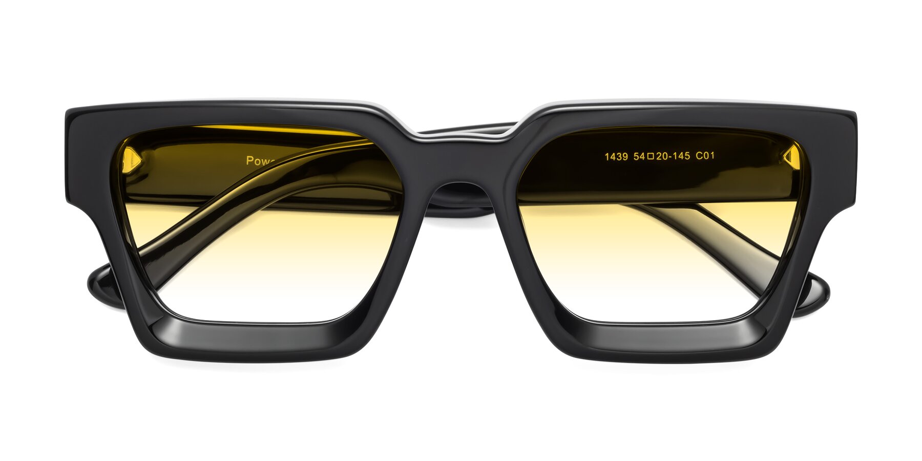 Folded Front of Powers in Black with Yellow Gradient Lenses