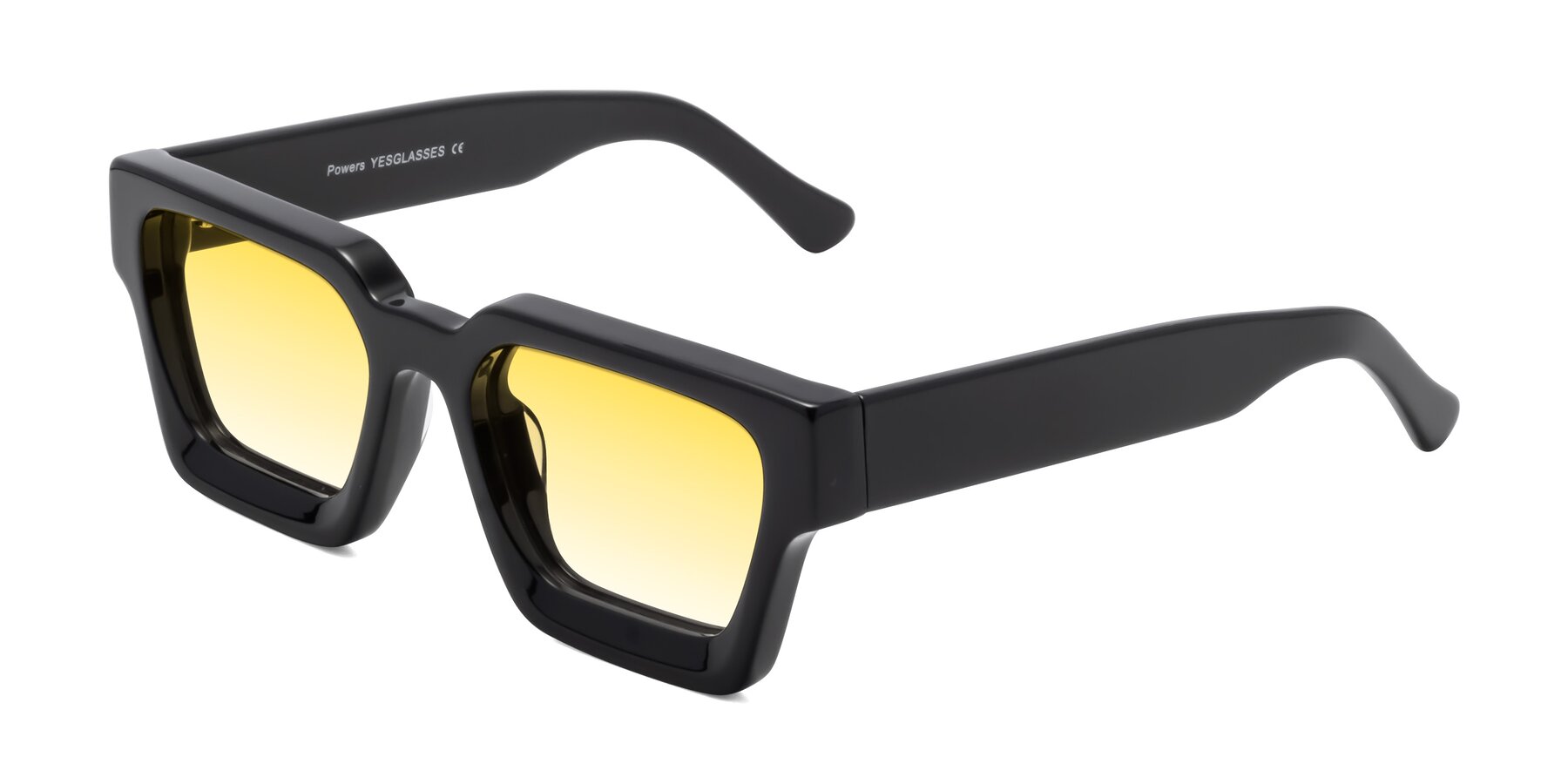 Angle of Powers in Black with Yellow Gradient Lenses