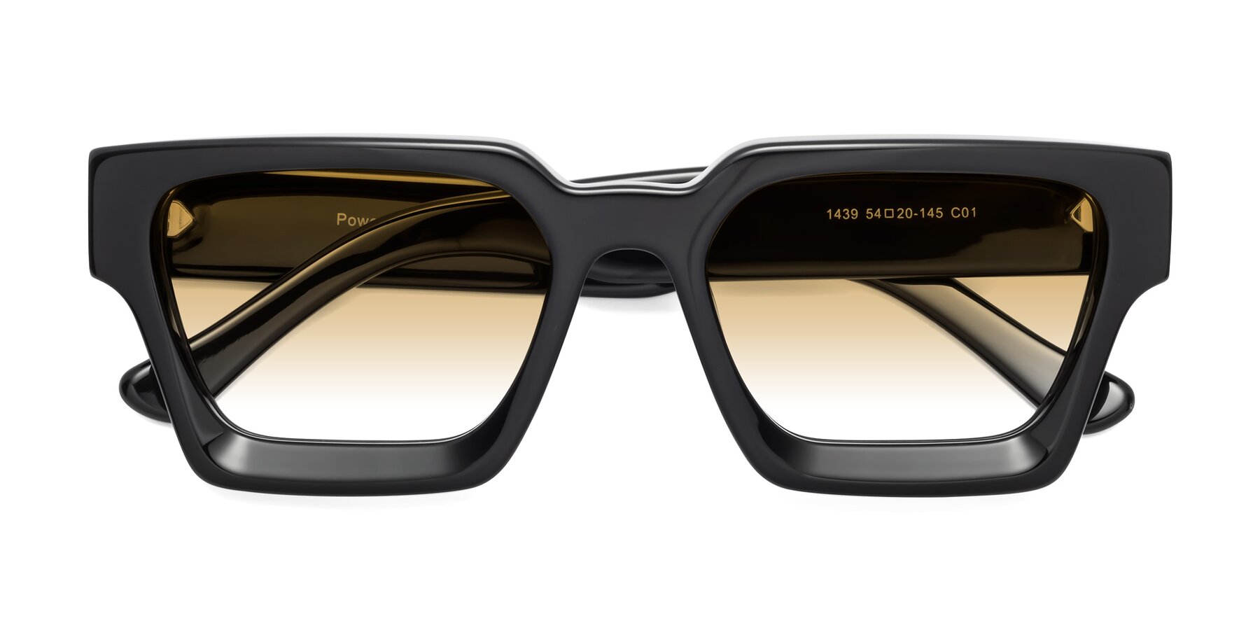 Folded Front of Powers in Black with Champagne Gradient Lenses