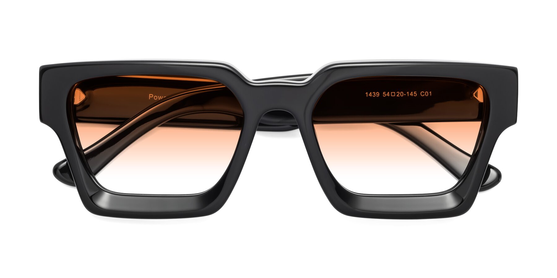 Folded Front of Powers in Black with Orange Gradient Lenses