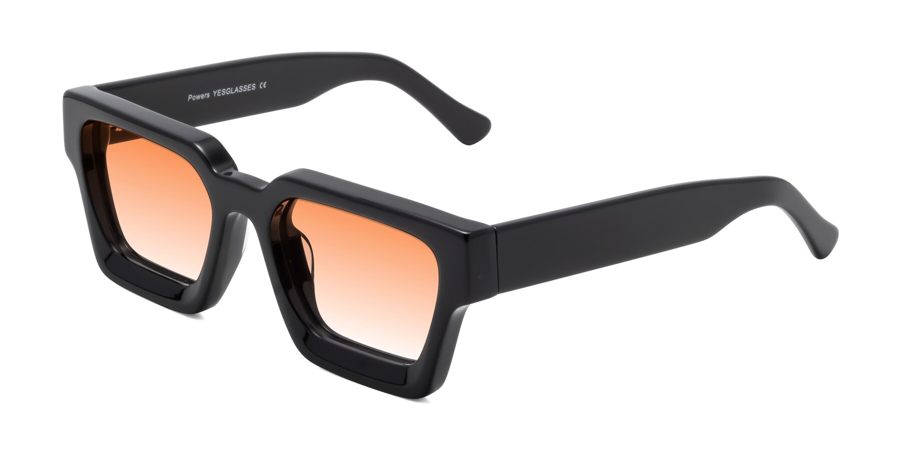 Angle of Powers in Black with Orange Gradient Lenses