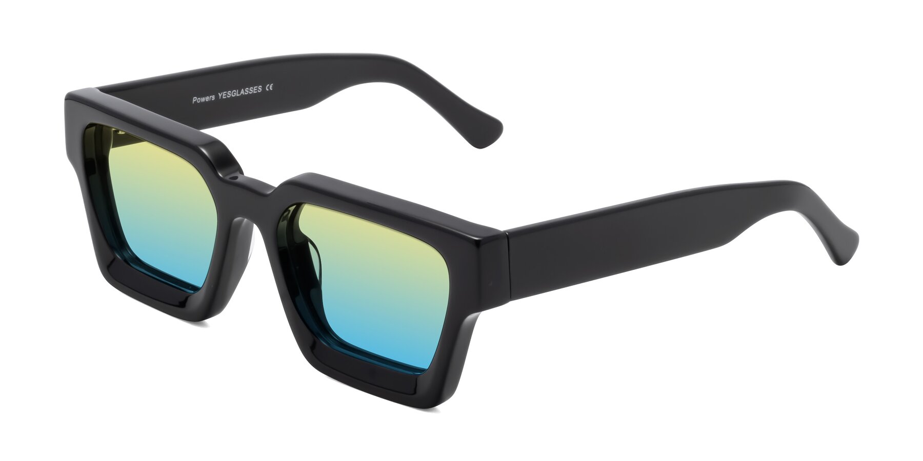Angle of Powers in Black with Yellow / Blue Gradient Lenses