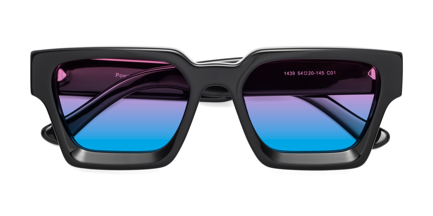 Folded Front of Powers in Black with Pink / Blue Gradient Lenses