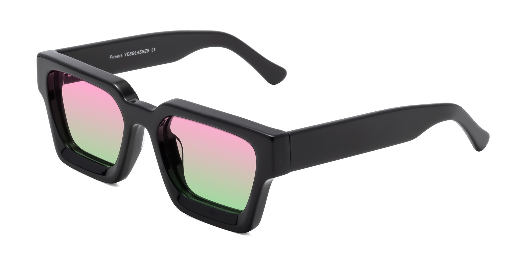 Angle of Powers in Black with Pink / Green Gradient Lenses