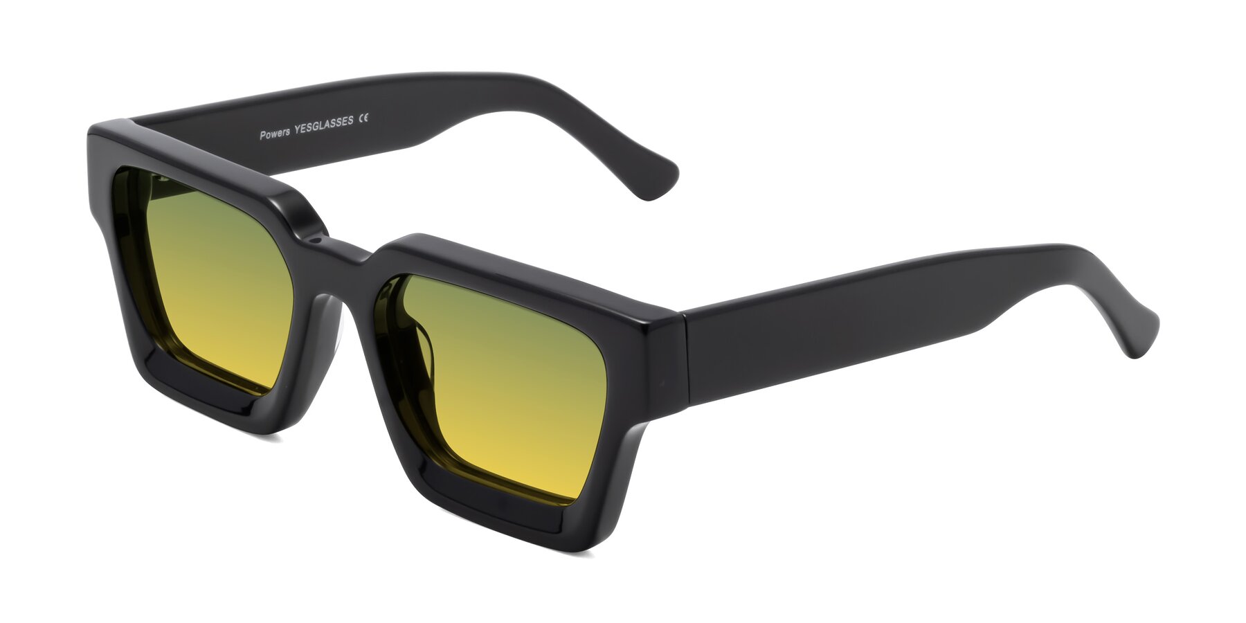 Angle of Powers in Black with Green / Yellow Gradient Lenses