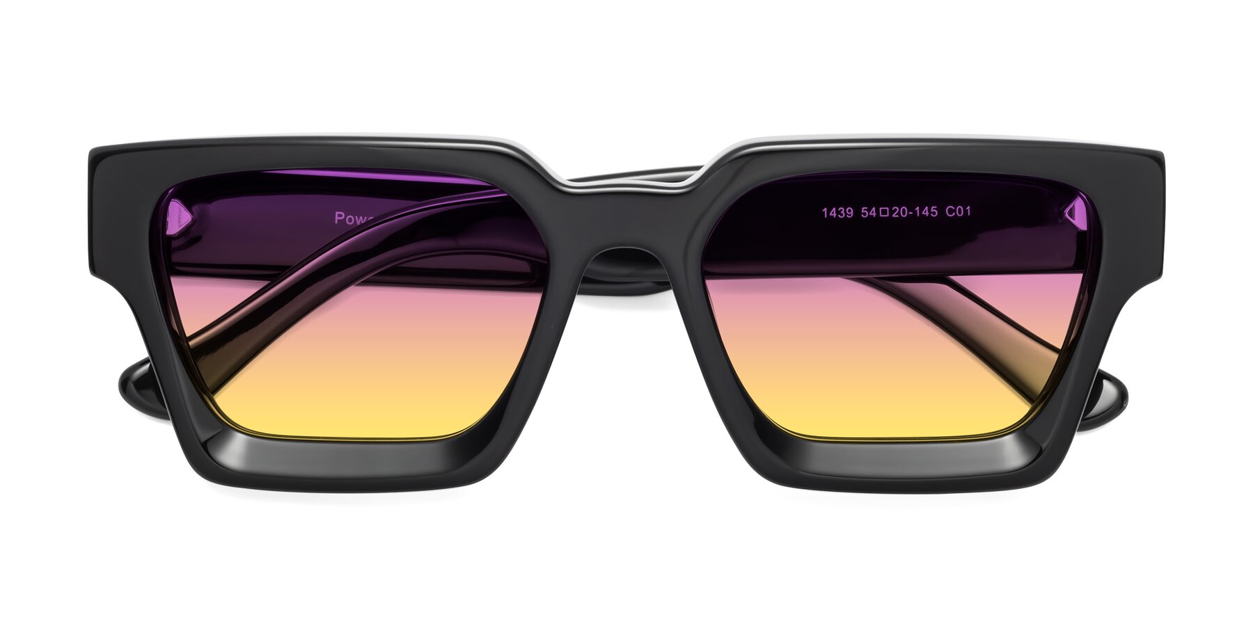 Folded Front of Powers in Black with Purple / Yellow Gradient Lenses