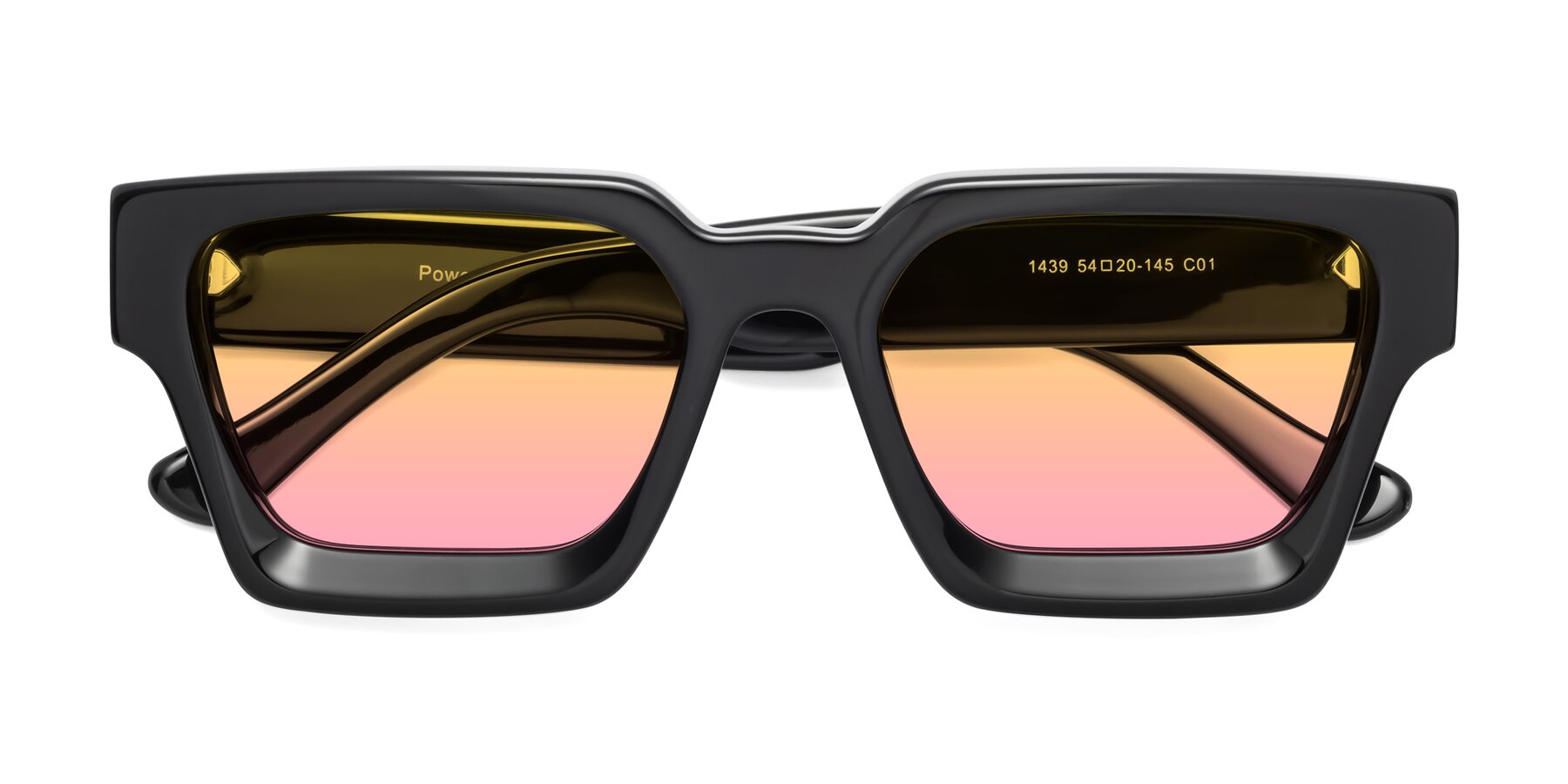 Folded Front of Powers in Black with Yellow / Pink Gradient Lenses