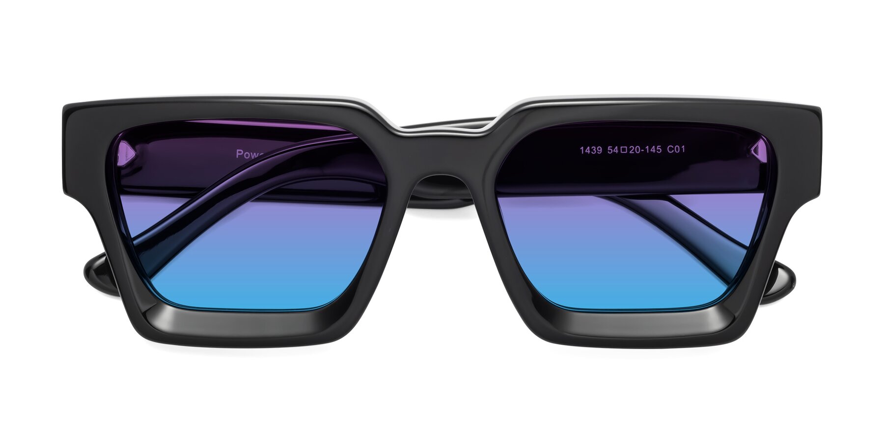 Folded Front of Powers in Black with Purple / Blue Gradient Lenses