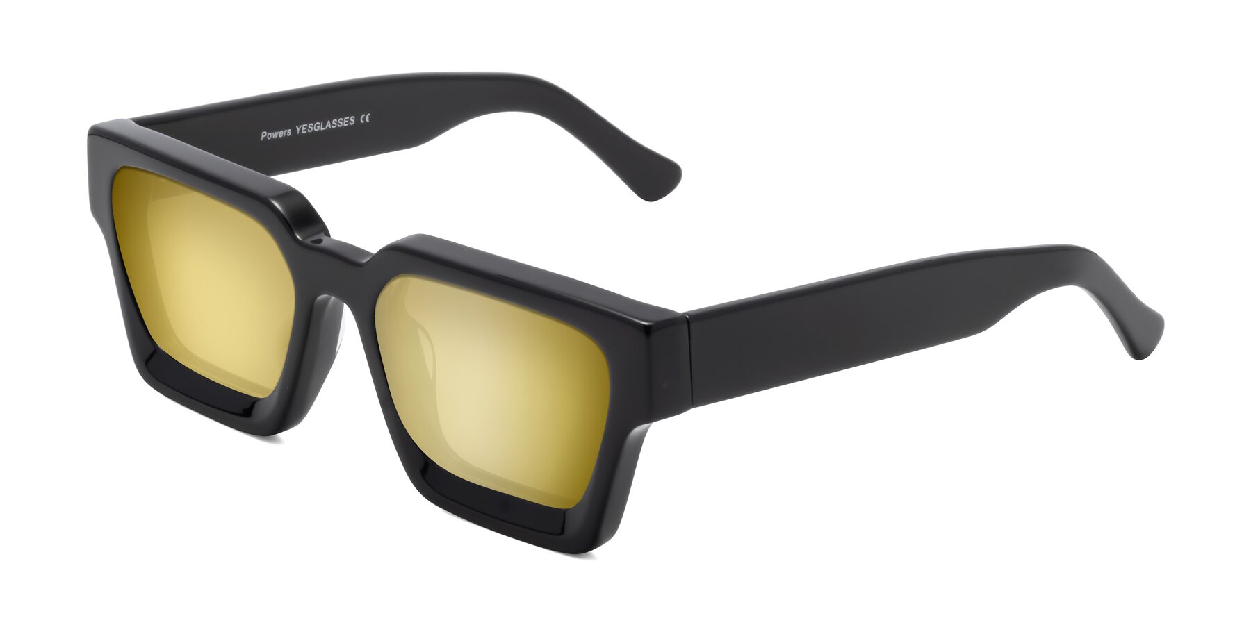 Angle of Powers in Black with Gold Mirrored Lenses