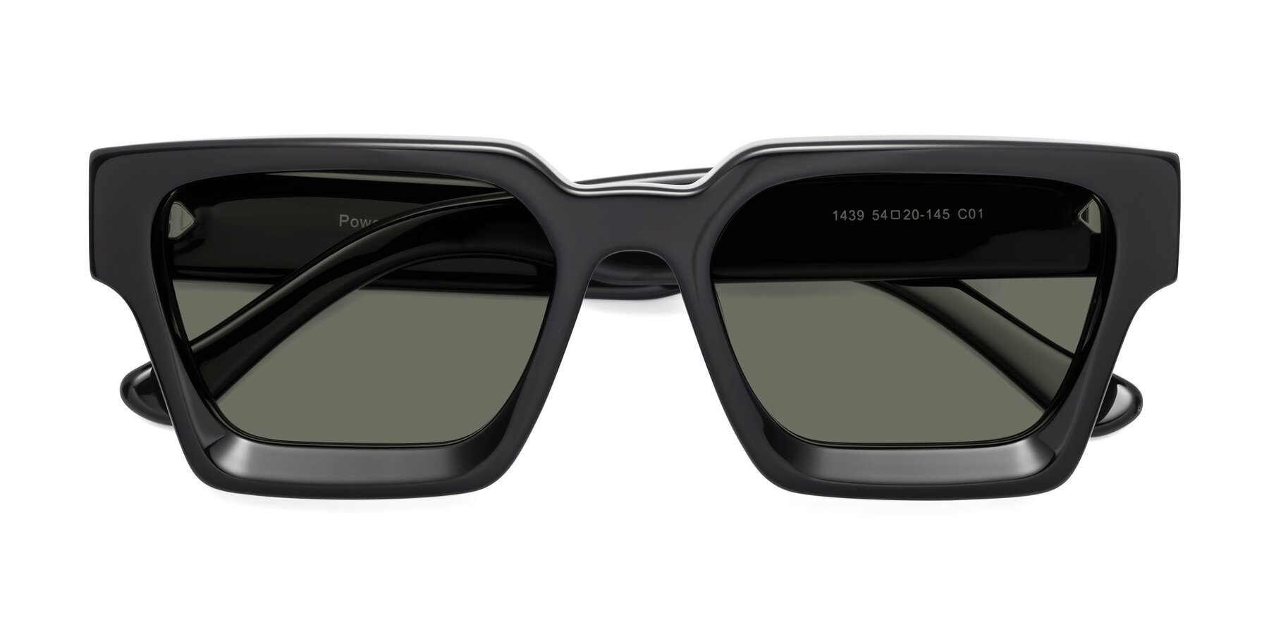 Folded Front of Powers in Black with Gray Polarized Lenses