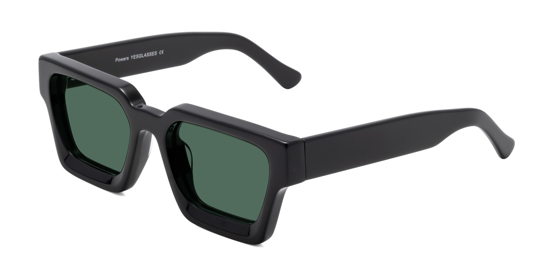 Angle of Powers in Black with Green Polarized Lenses