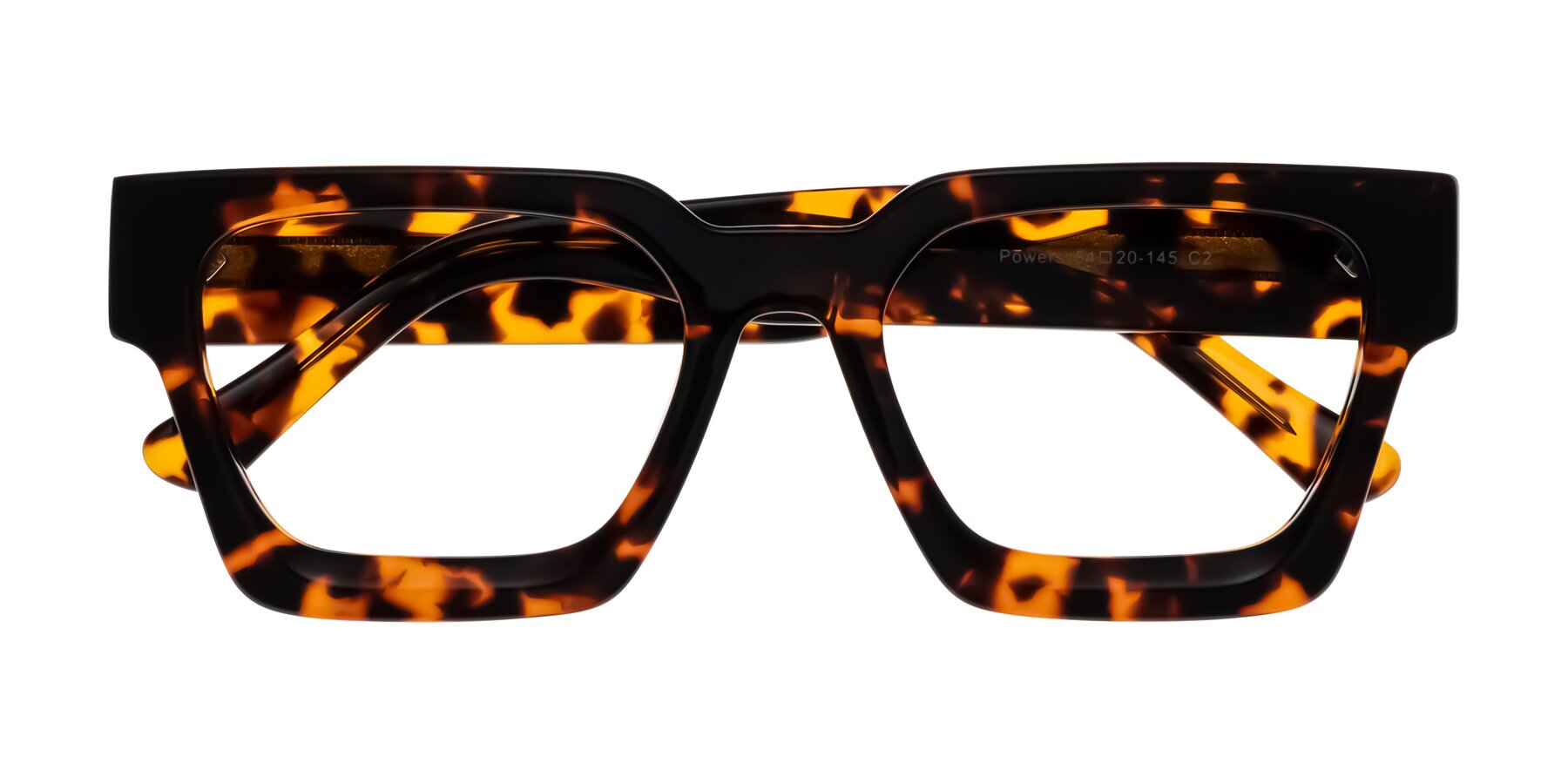 Folded Front of Powers in Tortoise with Clear Eyeglass Lenses