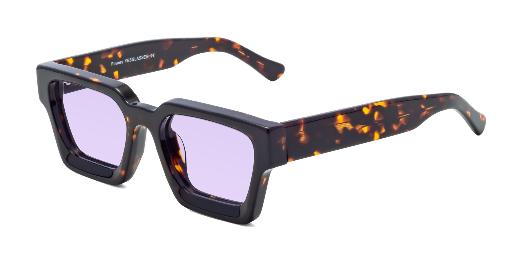 Angle of Powers in Tortoise with Light Purple Tinted Lenses