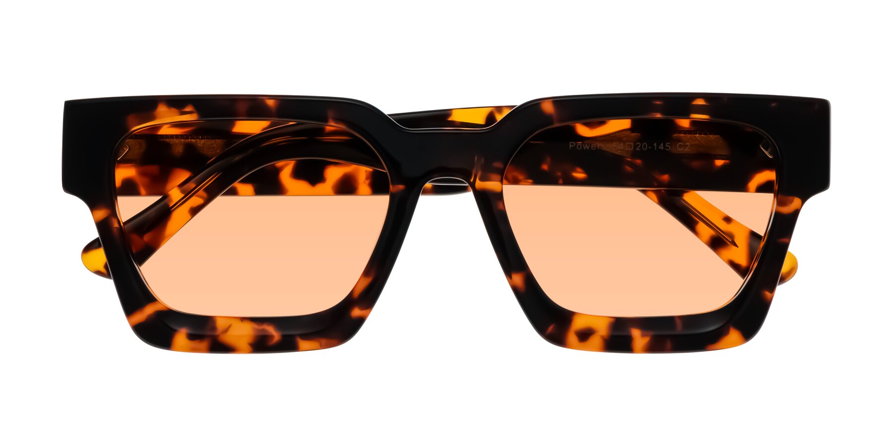 Folded Front of Powers in Tortoise with Light Orange Tinted Lenses