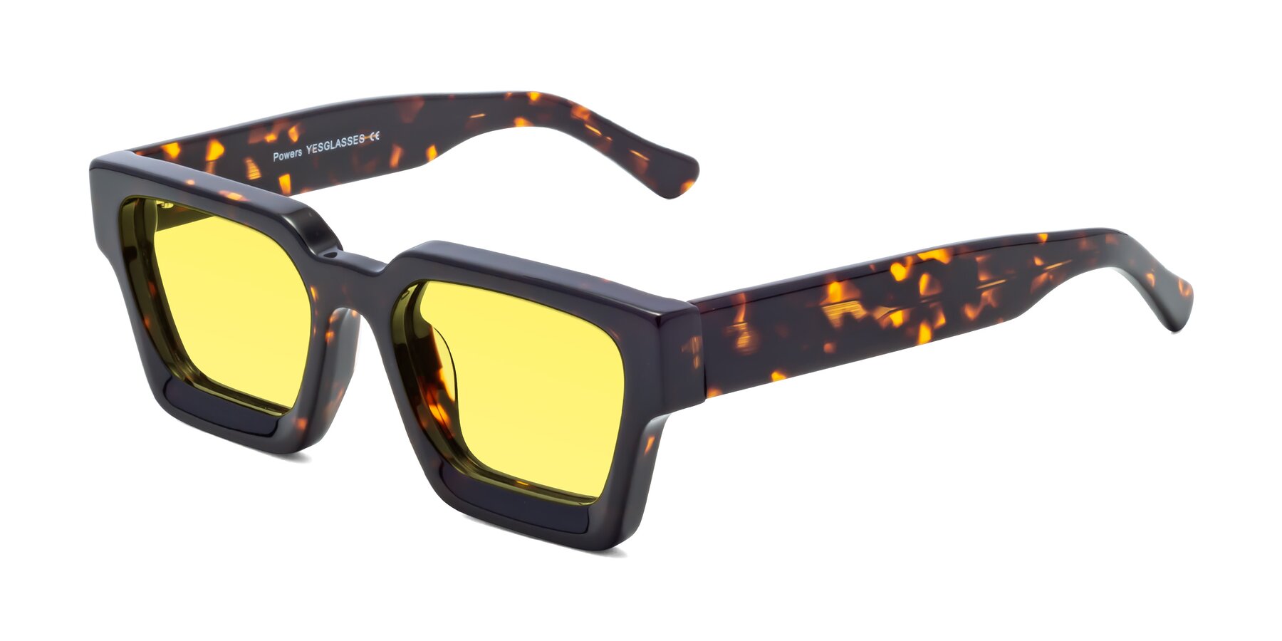 Angle of Powers in Tortoise with Medium Yellow Tinted Lenses
