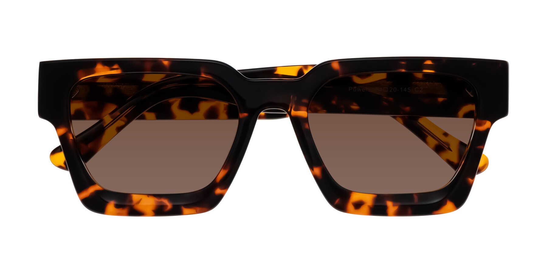 Folded Front of Powers in Tortoise with Brown Tinted Lenses