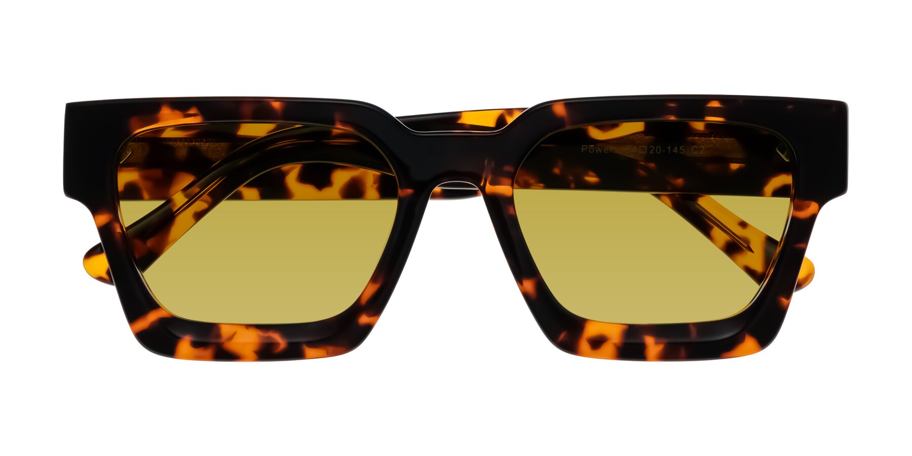 Folded Front of Powers in Tortoise with Champagne Tinted Lenses