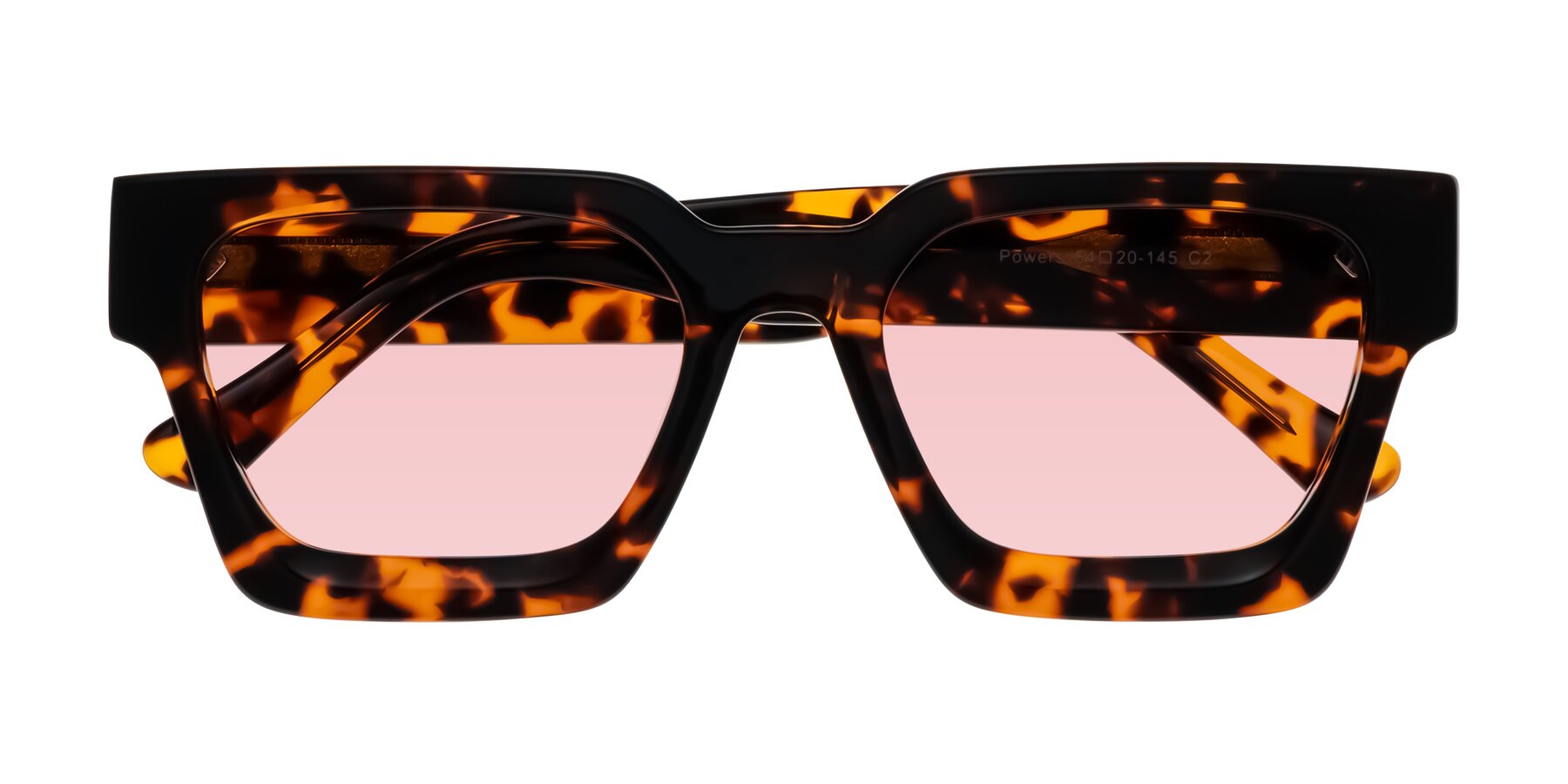 Folded Front of Powers in Tortoise with Light Garnet Tinted Lenses