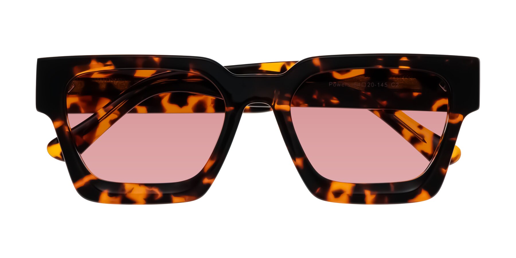 Folded Front of Powers in Tortoise with Medium Garnet Tinted Lenses