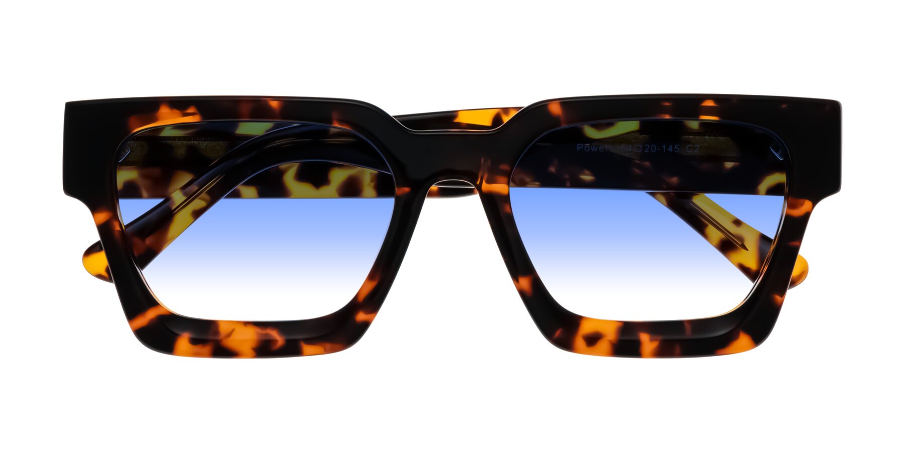 Folded Front of Powers in Tortoise with Blue Gradient Lenses