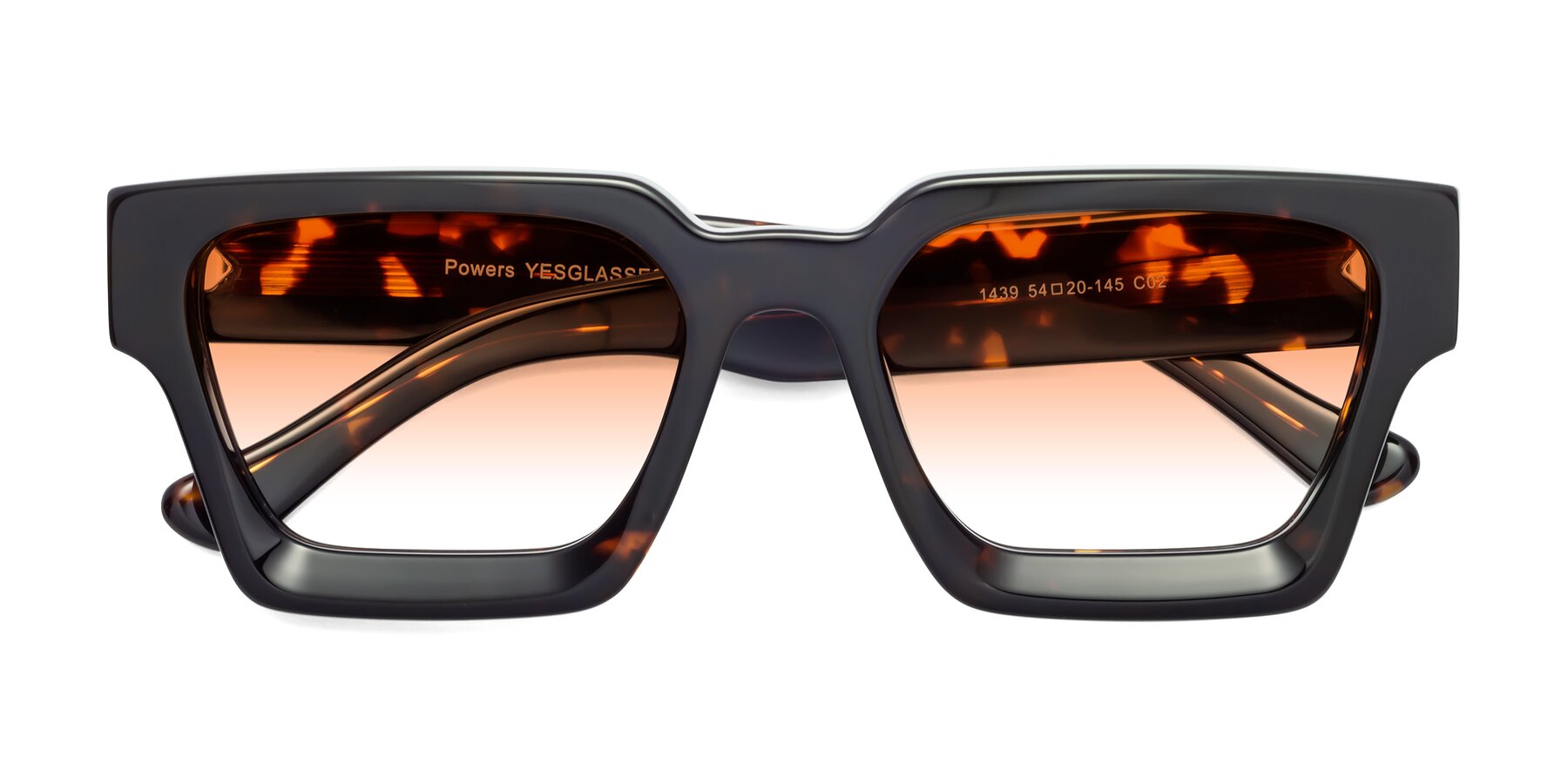 Folded Front of Powers in Tortoise with Orange Gradient Lenses