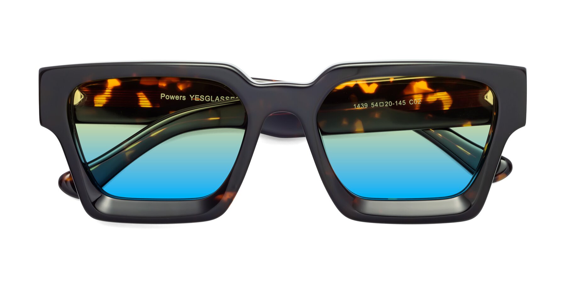 Folded Front of Powers in Tortoise with Yellow / Blue Gradient Lenses