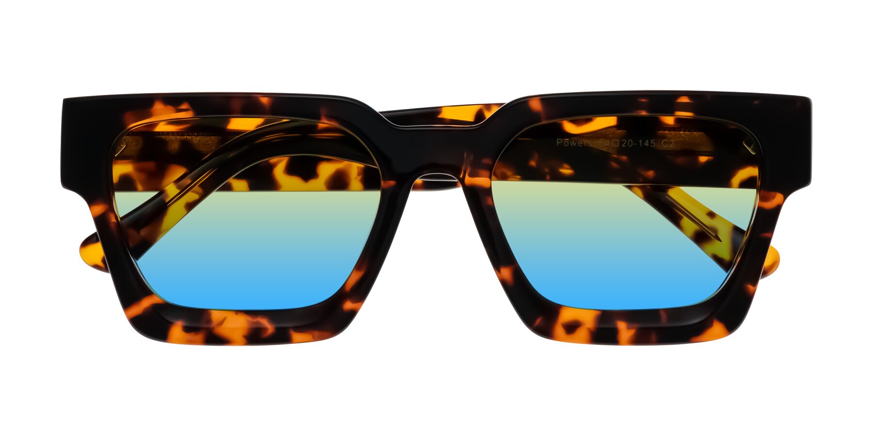 Folded Front of Powers in Tortoise with Yellow / Blue Gradient Lenses