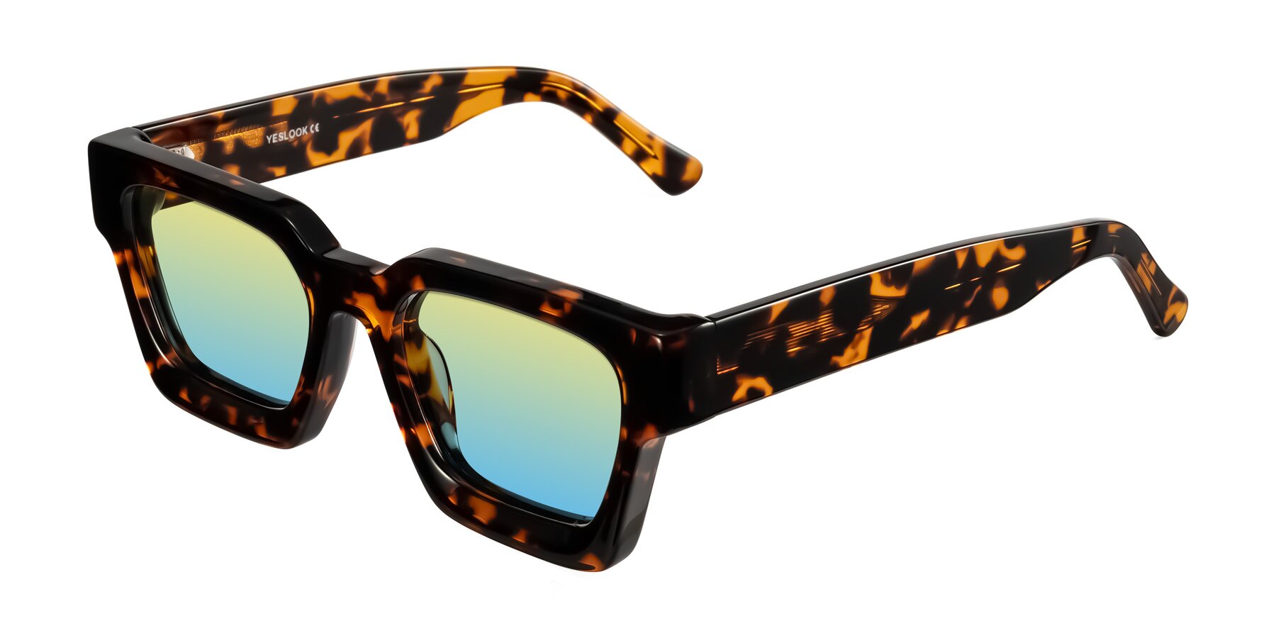 Angle of Powers in Tortoise with Yellow / Blue Gradient Lenses