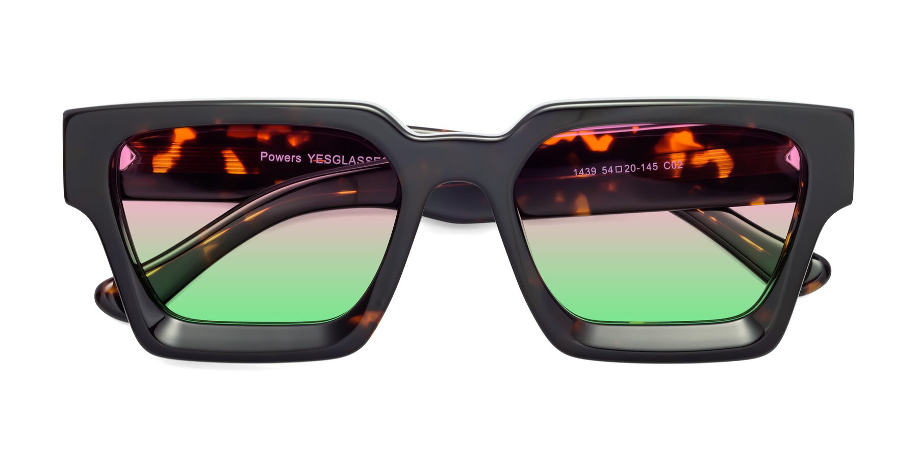 Folded Front of Powers in Tortoise with Pink / Green Gradient Lenses